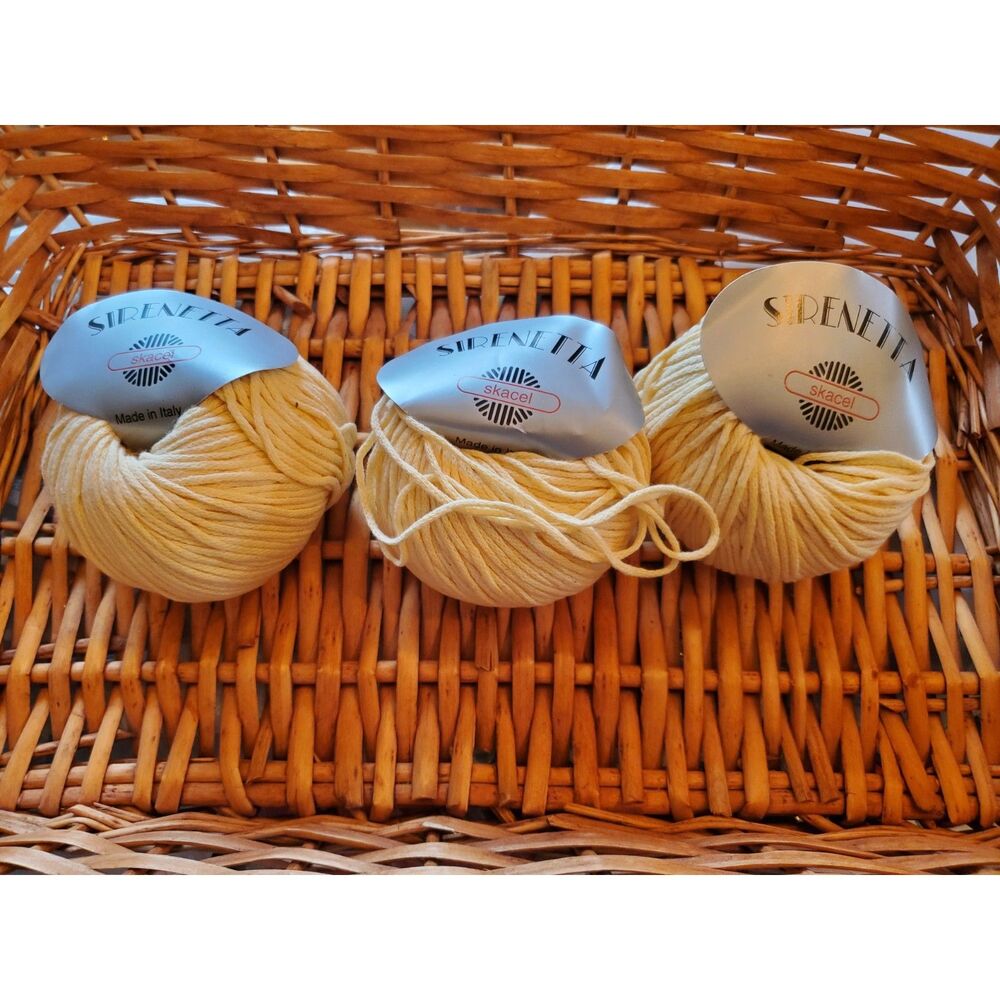 Sirenetta Skacel Cotton Acrylic Yarn 3 Skeins Butter Yellow NEW